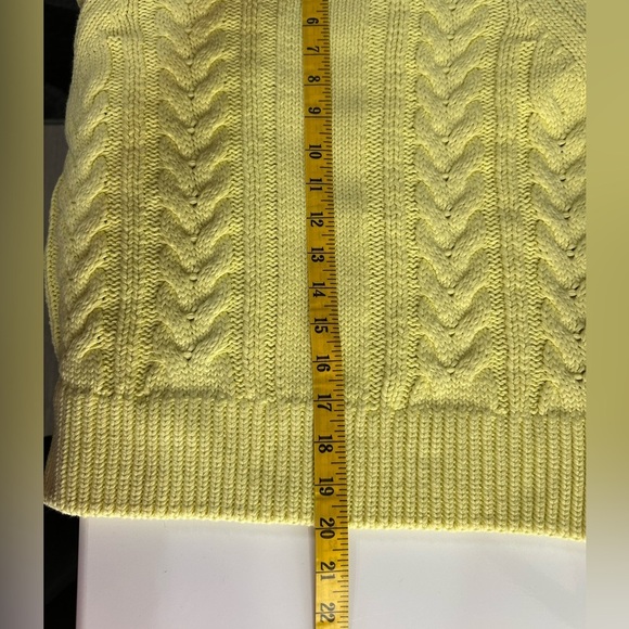 NEW English Factory Cable Knit Puff Sleeve Sweater Top in Lemon Sz S - Picture 6 of 9